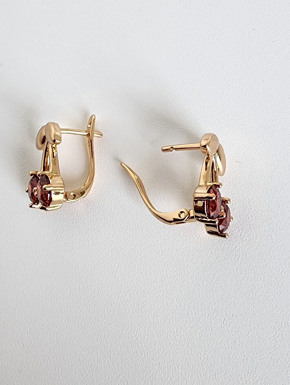 Rose Gold Plated Cherry Earrings Red CZ Crystal Fruit Dangle Statement